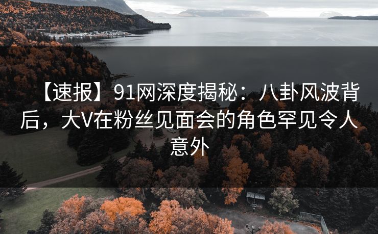【速报】91网深度揭秘：八卦风波背后，大V在粉丝见面会的角色罕见令人意外