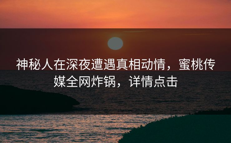 神秘人在深夜遭遇真相动情，蜜桃传媒全网炸锅，详情点击