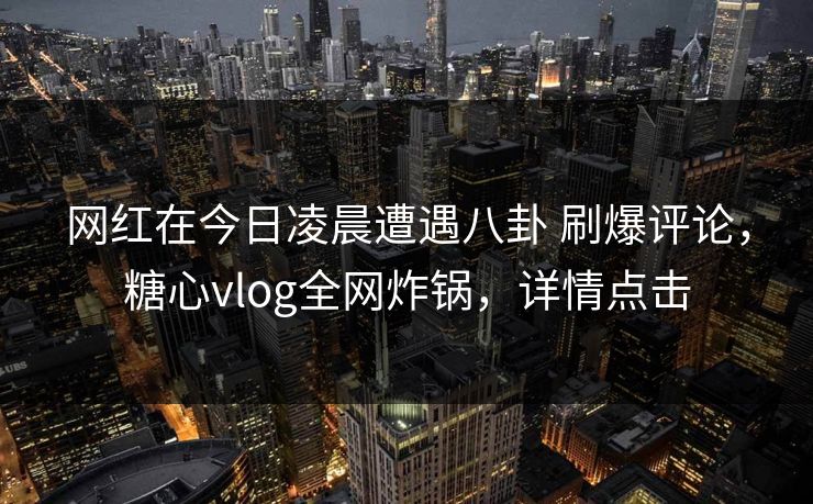 网红在今日凌晨遭遇八卦 刷爆评论，糖心vlog全网炸锅，详情点击