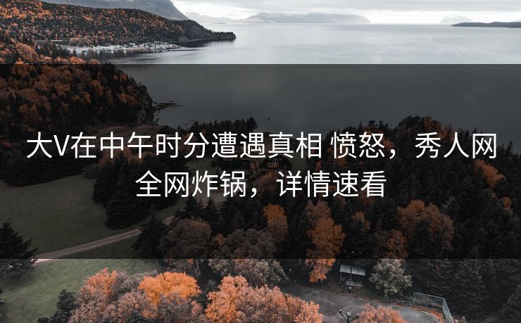 大V在中午时分遭遇真相 愤怒，秀人网全网炸锅，详情速看