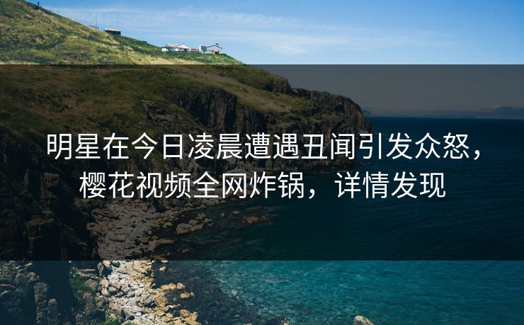 明星在今日凌晨遭遇丑闻引发众怒，樱花视频全网炸锅，详情发现
